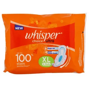 Whisper choice ultra sanitary napkin with wings (XL) 6 pads