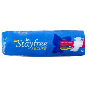 Stay free secure cottony soft cover sanitary napkin with wings (XL) 6 pads