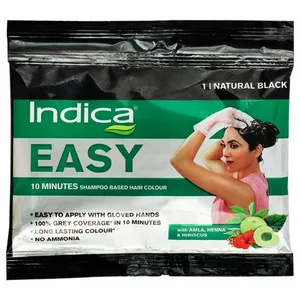 Indica easy shampoo based ammonia free hair colour, natural black 33ml