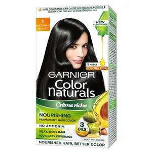 Garnier Color naturals Creme Riche ammonia free hair Color, natural black (1) (70ml+60g)