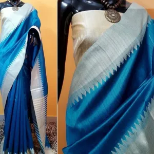 Banglori Raw silk saree with cream pallu and cream blouse piece 