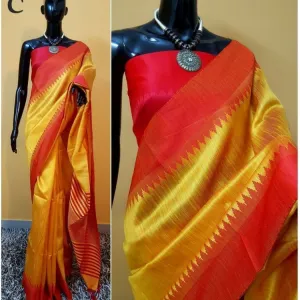 Banglori Raw silk saree with cream pallu and cream blouse piece 