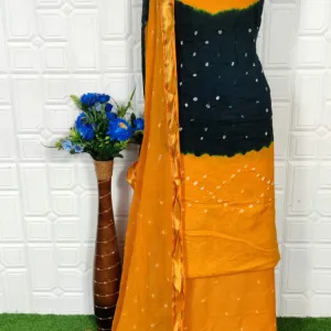 Pure Cotton Hand Bandhni Dress Materia