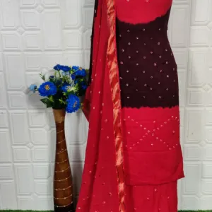Pure Cotton Hand Bandhni Dress Materia