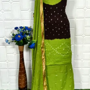 Pure Cotton Hand Bandhni Dress Materia
