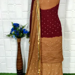 Pure Cotton Hand Bandhni Dress Materia