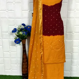 Pure Cotton Hand Bandhni Dress Materia