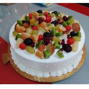 Eggless Fruit Cake with Inside Fruit filling and top decoration