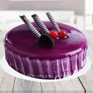 Eggless Blueberry Jelly Cake with Cherry on top