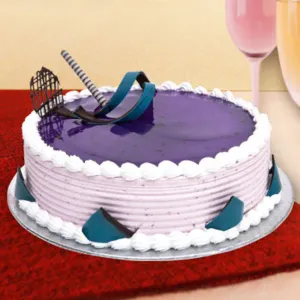 Eggless Blueberry Cake with Chocolate Garnishing