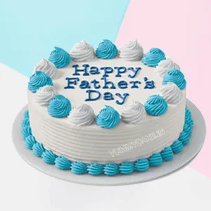Blue & White Eggless Vanilla Cake