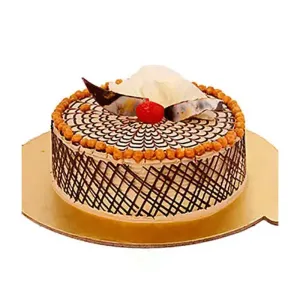 Eggless Butterscotch Cake with Chocolate Garnishing