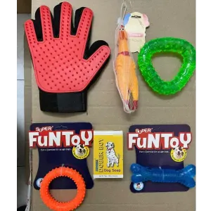 Atina India 6 piece chew dogs with grooming gloves & soap