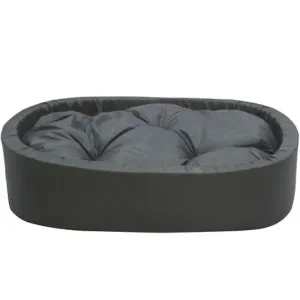 Hiputee Reversible Oval Shape Polyester Waterproof Fabric Cat Dog Pet Bed L x W x H : 66 x 53 x 15 cm (Small, Grey)