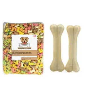 Dog Food Chicken Biscuits (500 Gms.) + 5 Inch Pressed Dog Calcium Bone (2 Pcs.) Chicken 0.5 kg Dry Adult, Young, Senior Dog Food