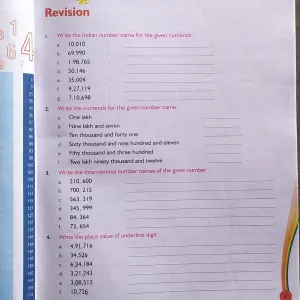 4615 Class 5 Math , 1st Revision exercise , chapter 1