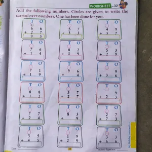 1502  Math worksheets for class 1 , topic - Addition