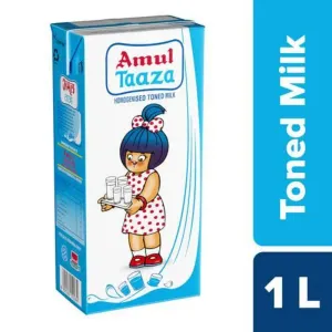 Amul Homogenised Toned Milk, 1 L Carton
