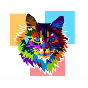 Colorful cat cross stitch Sticker
