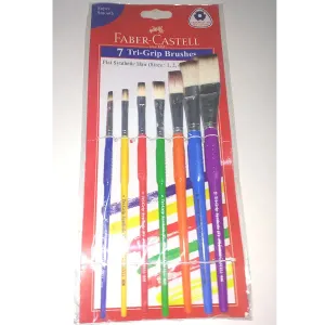 Faber-Castell Tri-Grip Brush- Flat, Pack of 7