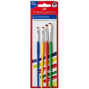 Faber-Castell Tri-Grip Brush- Flat, Pack of 4