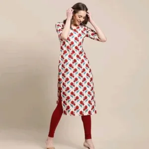 Stylish Women's Crepe Multicolor Color  Ethnic Motif Printed Straight Kurti