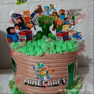 Minecraft theme cake