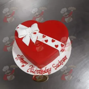 Red semi fondant Cake
