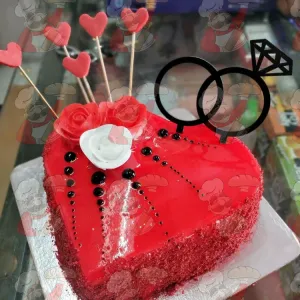 Red rose Heart cake