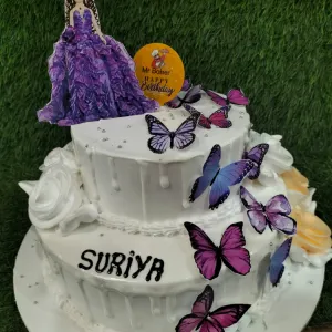 Doll butterfly 2tier cake