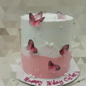 Pink white height cake