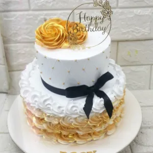 2 tier Golden Rose cake