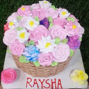 Cream rose basket