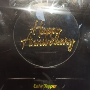 Happy Anniversary Gold Finish Cake Topper