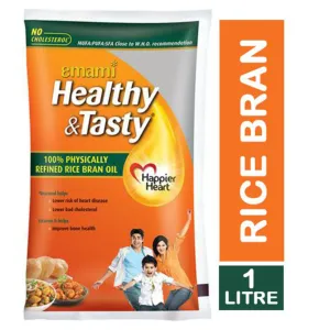 Emami Healthy & Tasty Refined Rice Bran Oil 1 Ltr Pouch