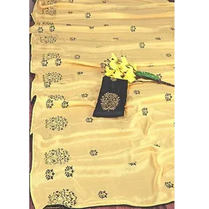 Attractive Chiffon Embroidered Saree with Blouse piece