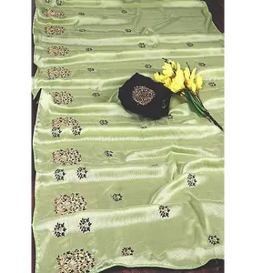 Attractive Chiffon Embroidered Saree with Blouse piece