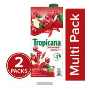 Tropicana Delight Fruit Juice - Cranberry, 2x1 L (Multipack)

