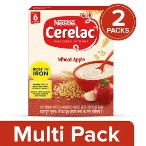 Nestle Cerelac Baby Cereal With Milk, Wheat Apple - From 6 Months, 2x300 g (Multipack

