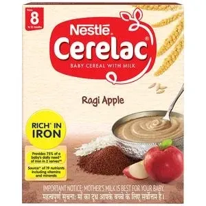
Nestle Cerelac Baby Cereal with Milk - Ragi Apple, From 8-12 Months, Rich in Iron, 300 g Bag-In-Box 