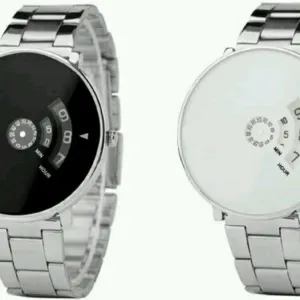 Stainless Steel Belt Designer Dial Black And White Men Watches Pack Of 2