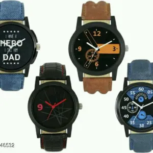 Leather Straps Analog Dial Men Watches Pack Of 4