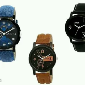 Leather Straps Analog Dial Men Watches Pack Of 3 Style 2