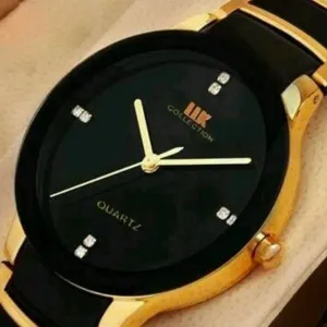 Stylish Men Watch (Black & Gold)