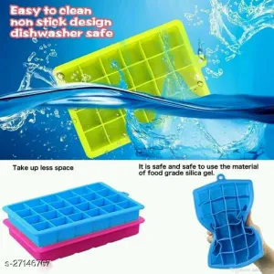 Large Silicon Ice Cube Tray , Ice Cube Molds