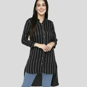 Women's Printed Black Rayon Top