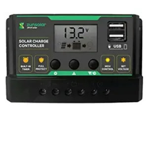 ZunSolar 20 Ampere 12/24 Volts PWM Solar Charge Controller(Black)


