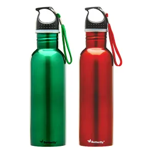 Butterfly Eco SS 750 ml Bottle  (Pack of 2, Red, Steel)