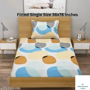 214351484-elastic fitted single cot bedspread with 1 pillow cover