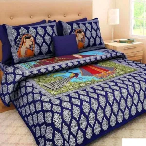 126343034- non elsatic double cot bed spread with 2 pillow cover